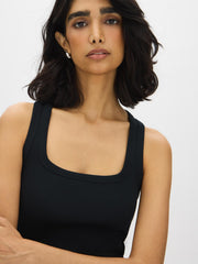 Cotton-Blend Square Neck Tank Top