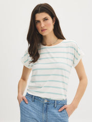 Striped Cuffed Dolman Sleeve T-Shirt
