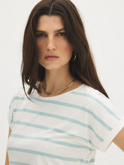 Striped Cuffed Dolman Sleeve T-Shirt