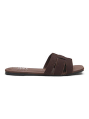 Faux Leather Woven Slides