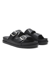 Faux Leather Slide Sandals
