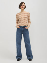 Wave Pattern Pointelle Sweater