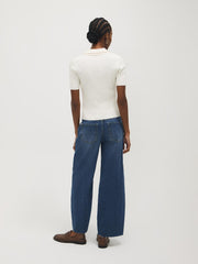 Cotton-Blend Polo Sweater with Contrast Piping