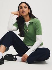 Cotton-Blend Polo Sweater