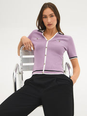 Short Sleeve Polo Cardigan