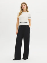 Contrast Piping Short Sleeve Sweater