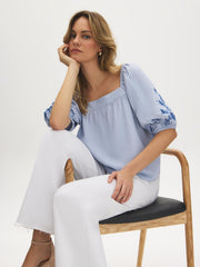 Embroidered Square Neck Blouse