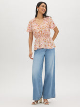 Floral V-Neck Peplum Blouse