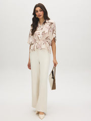 Printed Dolman Sleeve Peplum Blouse