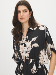 Floral Dolman Sleeve Peplum Blouse
