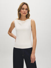 Sleeveless Cowl Neck Double Layer Top