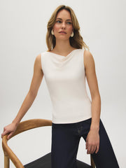 Sleeveless Cowl Neck Double Layer Top