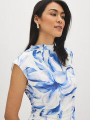 Sleeveless Printed Mock Neck Top
