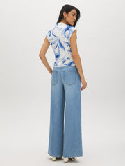 Sleeveless Printed Mock Neck Top