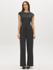Textured Wide-Leg Pants
