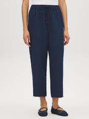 Drawstring Textured Cropped Pants