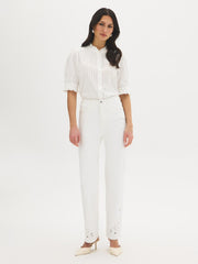 Cotton Embroidered Straight-Leg Jeans
