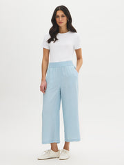 Striped Denim Gaucho Pants