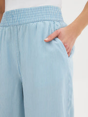 Striped Denim Gaucho Pants