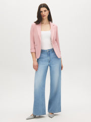 One-Button Blazer with Tipped Cuffs