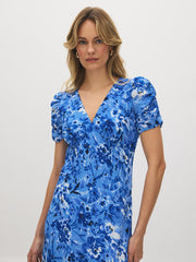 Textured Floral Print Midi Dress