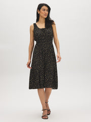 Ditsy Print Tiered Midi Dress