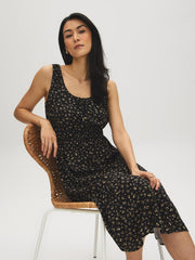 Ditsy Print Tiered Midi Dress