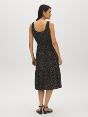 Ditsy Print Tiered Midi Dress