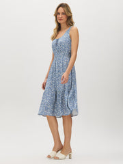 Printed Tiered Midi Dress