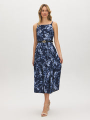 Printed Square Neck Midi Dress