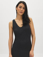 Crochet V-Neck Midi Dress