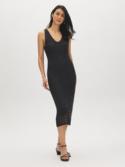Crochet V-Neck Midi Dress