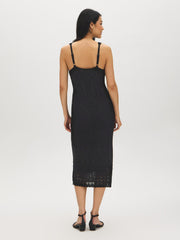 Crochet V-Neck Midi Dress