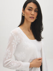 Pointelle Crochet Open Cardigan