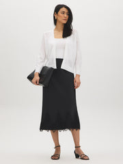 Pointelle Crochet Open Cardigan