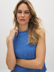 Sleeveless Textured Smocked Top