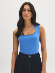 Picot-Trim Square Neck Tank Top