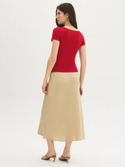 Cap Sleeve Boat Neck T-Shirt