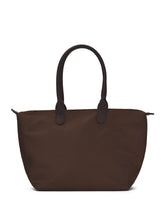 Nylon Tote Bag with Faux Leather Handles