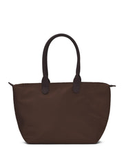 Nylon Tote Bag with Faux Leather Handles