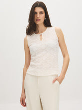 Sleeveless Bubble Lace Keyhole Tank