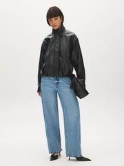 Faux Leather Bomber Jacket