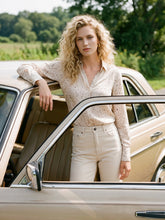 Printed Satin-Like V-Neck Blouse