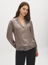 Lace Hem Satin-Like Blouse
