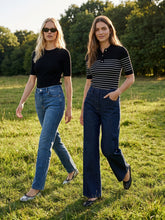Striped Ribbed Polo Sweater
