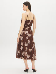 Floral Chiffon V-Neck Midi Dress