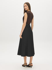 Two-Tone Crossover Belted Dress