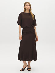 Dolman Sleeve Gathered Waist Dress