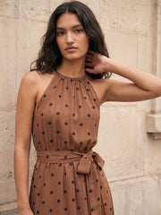 Polka Dot Halter Midi Dress