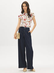 Floral Ruffle Sleeve Top